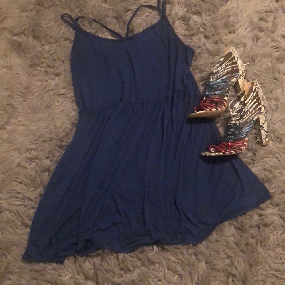 Blue dress with strap detail